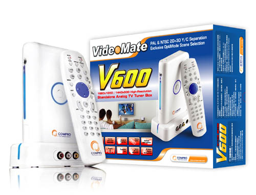 Compro Videomate V600  Analog  Ntsc Pal  1680 X 1050 Piksler  16:10  Vga Plugg  Hvit fra Compro