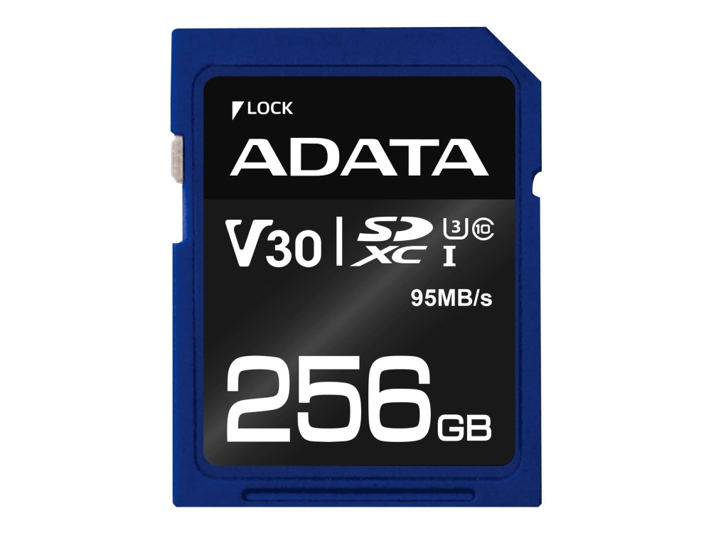 Adata Premier Pro   Flashminnekort   256 Gb   Video Class V30   Uhs I U3   Class10   Sdxc Uhs I fra A-data Technology