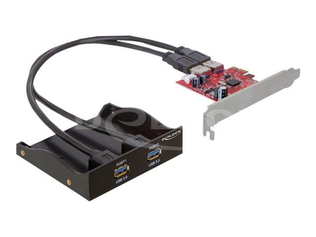 Delock Usb 3.0 Frontpanel  2 Ports  Sort  Inkl. Pci Express Kort Dette Usb 3.0 Frontpanelet Er Designet For å Installeres I Et Ledig 3 5" Spor På Dat fra Delock