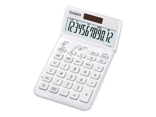 Casio Jw 200sc   Skrivebordskalkulator   12 Sifre   Solpanel  Batteri   Hvit fra Casio