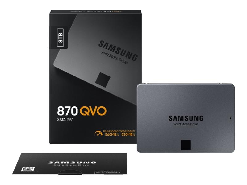 Samsung 870 Qvo Mz 77q8t0bw   Ssd   Kryptert   8 Tb   Intern   2.5"   Sata 6gb S   Buffer: 8 Gb   256 Bit Aes   Tcg Opal Encryption fra Samsung