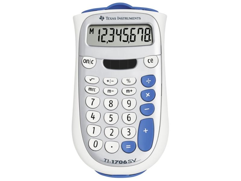 Texas Instruments Ti 1706 Sv   Lommekalkulator   8 Sifre   Solpanel  Batteri fra Texas Instruments