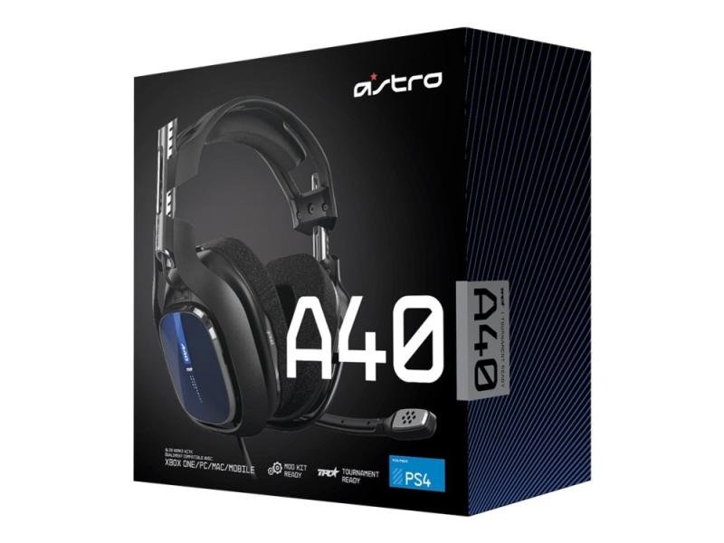 Astro A40 Tr   For Ps4   Hodesett   Full Størrelse   Kablet   3 5 Mm Jakk   Svart  Blå fra Logitech