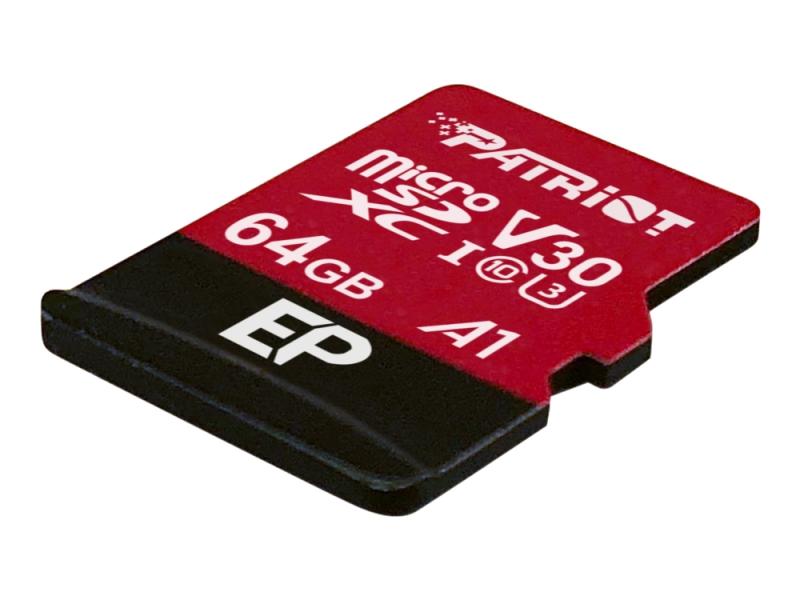 Patriot Ep Series   Flashminnekort  Microsdxc Til Sd Adapter Inkludert    64 Gb   A1   Video Class V30   Uhs I U3   Class10   Microsdxc Uhs I fra Patriot Memory