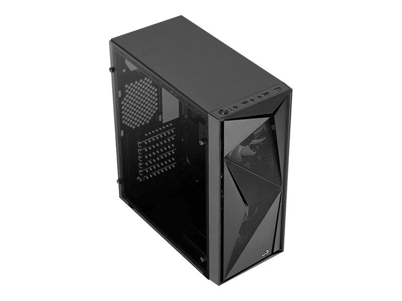 Aerocool Glider   Tempered Glass Edition   Tower   Atx   Sidepanel Med Vindu  Herdet Glass    Ingen Strømforsyning  Atx    Svart   Usb Lyd fra Aerocool