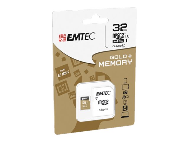 Emtec Gold+   Flashminnekort  Sd Adapter Inkludert    32 Gb   Class 10   Microsd   Gull fra Emtec