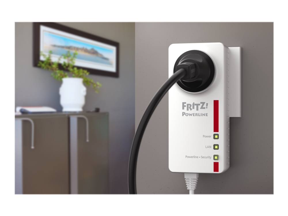 Avm Fritz!powerline 1220e   Strømlinjeadaptersett 1gbe  Homeplug Av  Hpav  2.0  Ieee 1901   Veggpluggbar  En Pakke 2  fra Avm