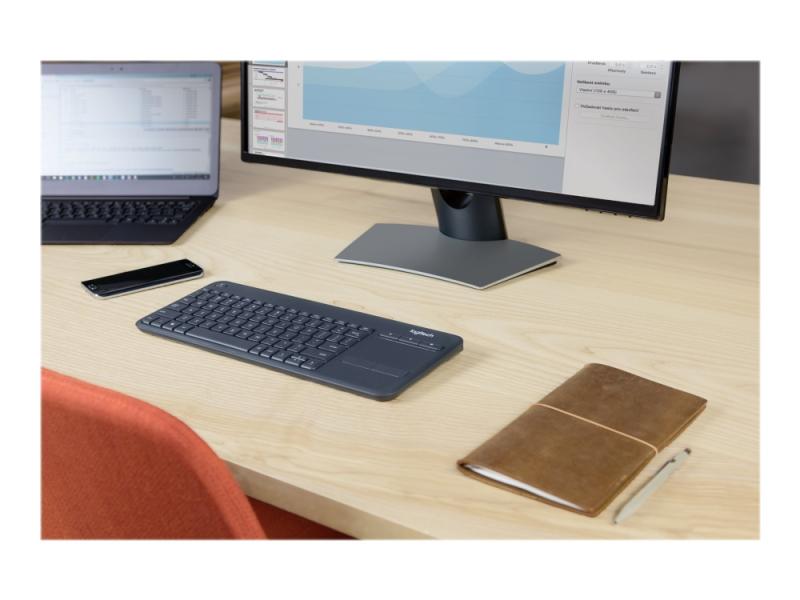 Logitech Wireless Touch Keyboard K400 Plus   Tastatur   Med Styreplate   Trådløs   2.4 Ghz   Qwerty   Us International   Svart fra Logitech