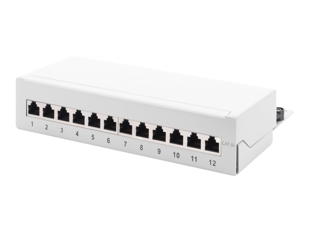 Digitus Professional Dn 91612sd Ea G   Koblingspanel   Skrivebord   Cat 6a   Stp   Rj 45 X 12   Grå  Ral 7035 fra Digitus