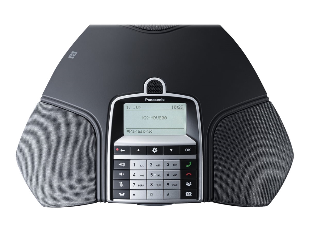 Panasonic Kx Hdv800ne   Konferanse Voip Telefon   Med Bluetooth Grensesnitt   5 Veis Anropskapasitet   Sip  Sip V2  Sips   4 Linjer   Lakrissvart fra Panasonic