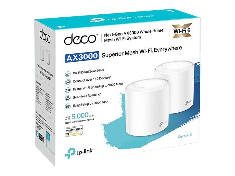 Tp Link Deco X60   Wi Fi System    2 Rutere    Maske 1gbe   Wi Fi 6   Dobbeltbånd fra Tp-link