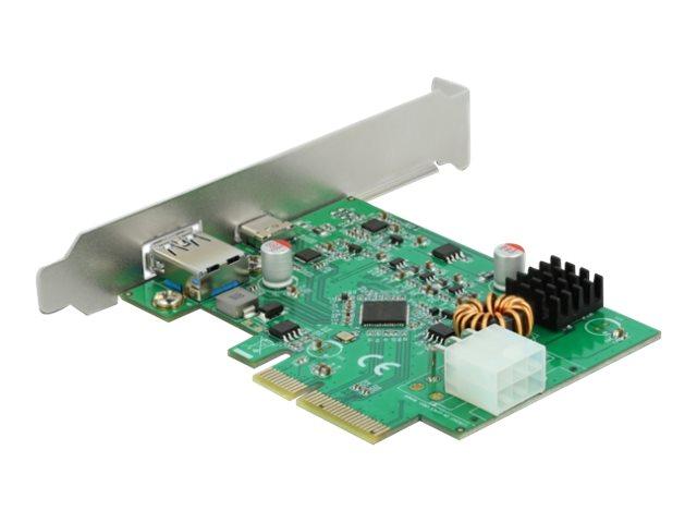 Delock   Usb Adapter   Pcie 2.0 X4 Lav Profil   Usb C 3.2 Gen 2 With Power Delivery X 1 + Usb 3.2 Gen 2 X 1 fra Delock