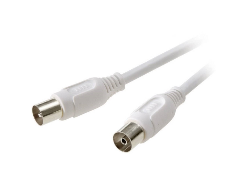 Speaka Professional Antenner Tilslutningskabel [1x Antennestik 75    1x Antennebøsning 75  ] 5.00 M 90 Db Afskærmet Hvid fra Speaka