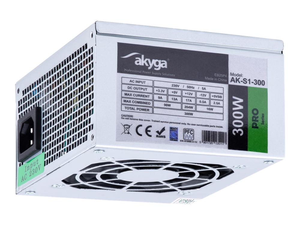 Akyga Pro Series Ak S1 300   Strømforsyning  Intern    Sfx12v   Ac 230 V   300 Watt   Pfc   Svart fra Akyga