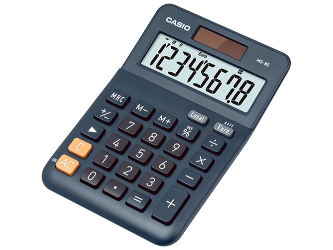 Casio Ms 8e  Desktop  Skjerm  10 Sifre  Batteri  Sort  Grå  Oransje fra Casio