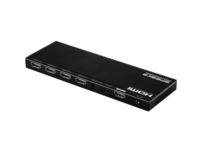 Speaka Professional 4 Porters Hdmi Splitter Med Innebygd Omformer 4096 X 2160 Piksler Svart  Sp 7541992  fra Speaka