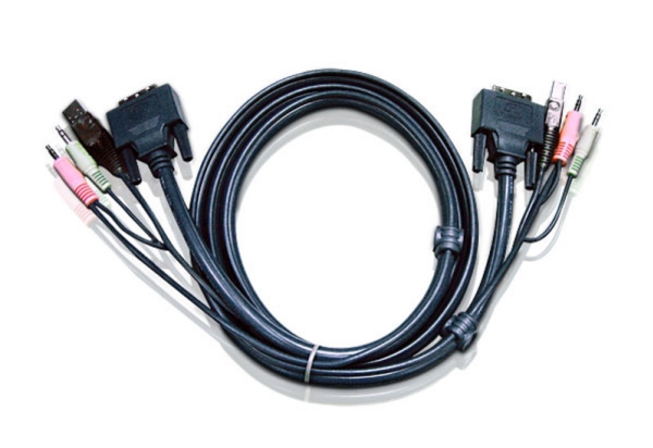 Aten 2l 7d03ud   Video    Usb   Audio Kabel   Usb  Mini Phone Stereo 3.5 Mm  Dvi D  Hann  Til Usb  Mini Phone Stereo 3.5 Mm  Dvi D  Hann    3 M fra Aten Technology
