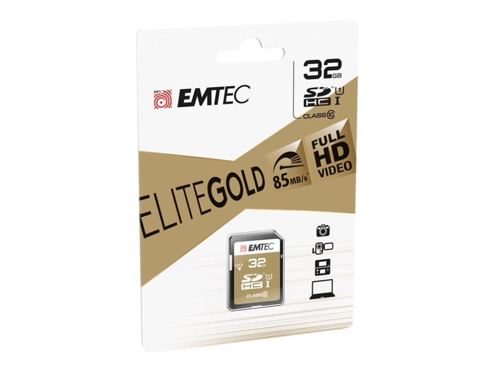 Emtec Gold+   Flashminnekort   32 Gb   Class 10   Sdhc fra Emtec
