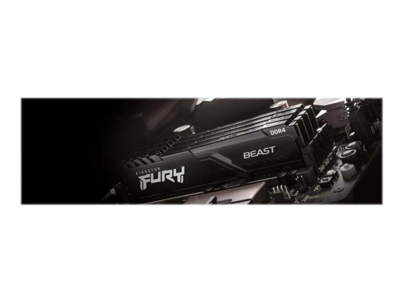 Kingston Fury Beast   Ddr4   Sett   128 Gb: 4 X 32 Gb   Dimm 288 Pin   3200 Mhz   Pc4 25600   Cl16   1.35 V   Ikke Bufret   Ikke Ecc   Svart fra Kingston Technology