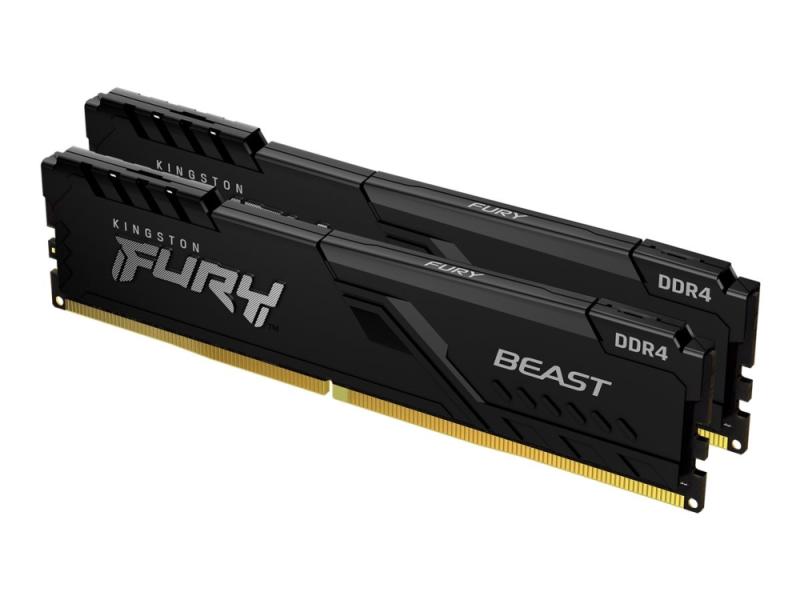 Kingston Fury Beast   Ddr4   Sett   32 Gb: 2 X 16 Gb   Dimm 288 Pin   3600 Mhz   Pc4 28800   Cl18   1.35 V   Ikke Bufret   Ikke Ecc   Svart fra Kingston Technology