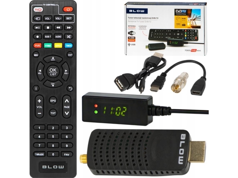 Blow Dvb T2 7000 Fhd Mini H.265 Mottaker fra Blow