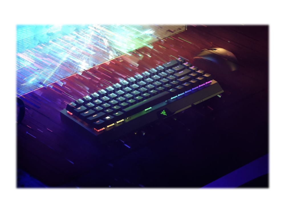 Razer Blackwidow V3 Mini Hyperspeed   Tastatur   Bakgrunnsbelyst   Trådløs   Usb C  2.4 Ghz  Bluetooth   Qwerty   Usa   Tastsvitsj: Razer Green fra Razer