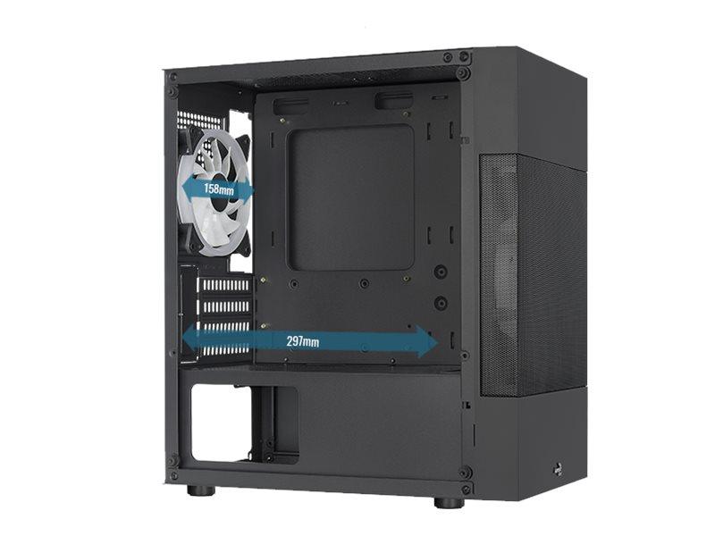 Aerocool Atomic Lite   Mt   Micro Atx   Sidepanel Med Vindu  Herdet Glass    Ingen Strømforsyning  Atx    Svart   Usb Lyd fra Aerocool