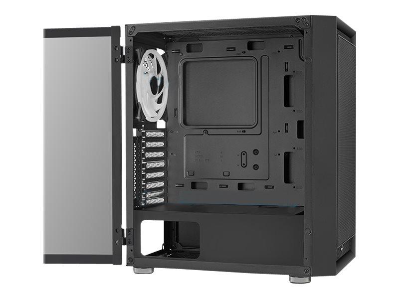 Aerocool Graphite   Mid Tower   Atx   Sidepanel Med Vindu  Herdet Glass    Ingen Strømforsyning  Atx    Svart   Usb Lyd fra Aerocool