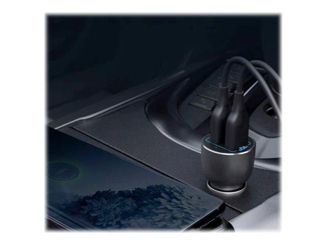 Anker Powerdrive Iii Alloy   Bilstrømadapter   36 Watt   Qc 3.0   2 Utgangskontakter  2 X Usb    Svart fra Anker