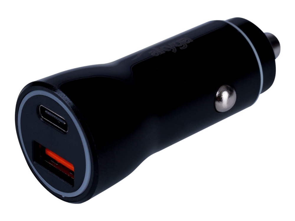 Akyga Ak Ch 16   Bilstrømadapter   36 Watt   3 A   Pd 3.0  Qc 3.0  Apple Fast Charge  Scp  Afc   2 Utgangskontakter  Usb  24 Pin Usb C    Svart fra Akyga