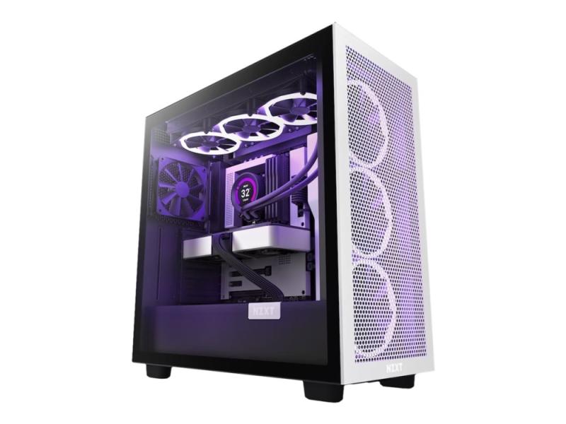 Nzxt H7 Flow   Miditower   Atx   Herdet Glass   Ingen Strømforsyning   Matt Hvit   Svart   Usb   Lyd fra Nzxt