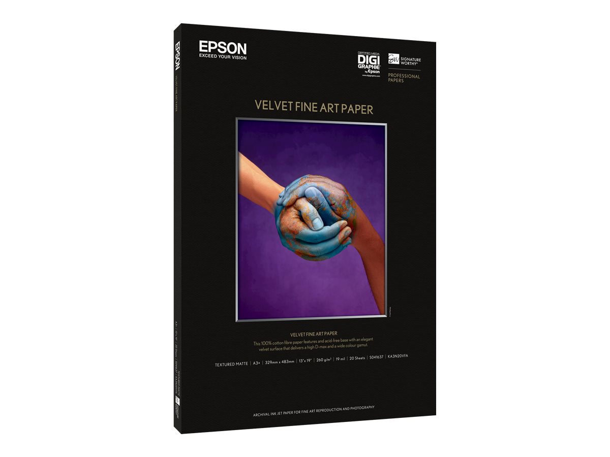 Epson Fine Art Velvet   Fløyel   A2  420 X 594 Mm  25 Ark Kunstpapir   For Surecolor P5000  P800  Sc P10000  P20000  P5000  P7500  P900  P9500 fra Epson
