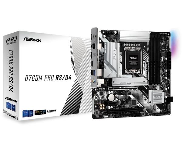 Asrock B760m Pro Rs D4   Hovedkort   Mikro Atx   Lga1700 Sokkel   B760 Chipset   Usb 3.2 Gen 1  Usb C 3.2 Gen 1   2.5 Gigabit Lan    Innbygd Grafikk fra Asrock