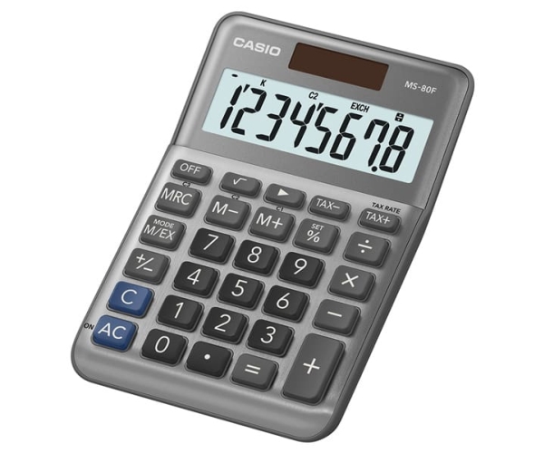 Casio Ms 80f  Desktop  Grunnleggende  8 Sifre  Batteri Solcelle  Grå fra Casio