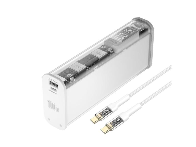 4smarts Lucid Block   Strømbank   20000 Mah   100 Watt   5 A   Pd 3.0  Qc 3.0  Super Charge   3 Utgangskontakter  2 X Usb  24 Pin Usb C    Hvit fra 4smarts