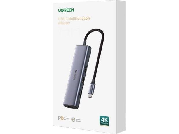 Adapterhub Ugreen  Usb C Til 2x Usb 3.0  Hdmi  Rj45  Sd Tf fra Ugreen