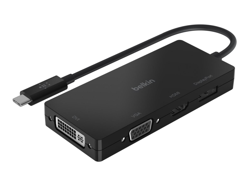 Belkin   Videoadapter   24 Pin Usb C Hann Til Hd 15  Vga  Dvi I  Hdmi  Displayport Hunn   Svart   4k Støtte fra Belkin Components