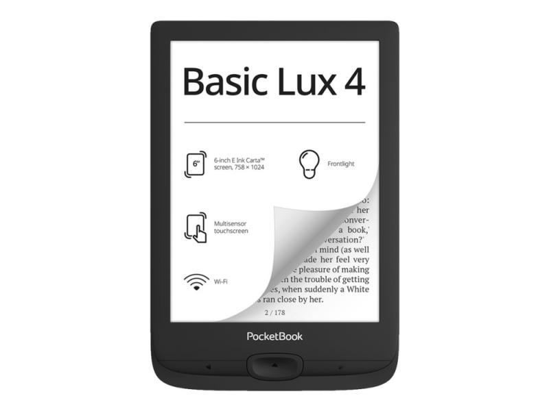 Pocketbook Basic Lux 4   Ebook Leser   Linux 3.10.65   8 Gb   6" 16 Grånivåer  4 Bts  E Ink Carta  758 X 1024    Berøringsskjerm   Microsd Spor   Wi  fra Pocketbook