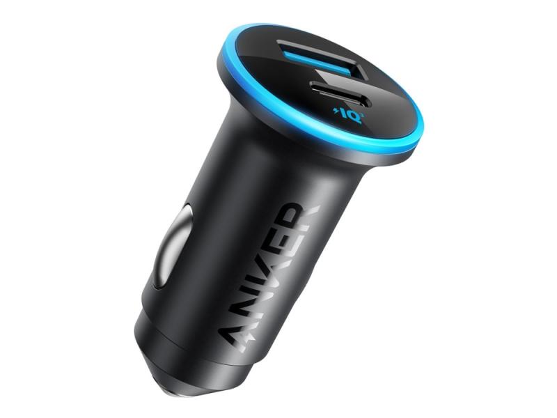 Anker 323   Bilstrømadapter   52.5 Watt   3 A   Iq 3.0  Fast Charge   2 Utgangskontakter  Usb  24 Pin Usb C    Svart fra Anker