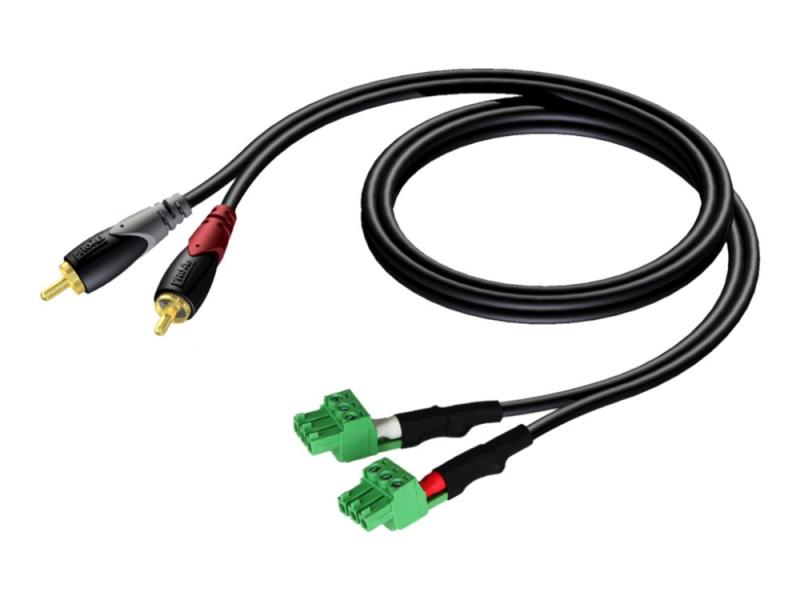 Audac Cla832   Lydkabel   Rca Hann Til 3 Pins Terminalblokk   1 M   Skjermet fra Audac