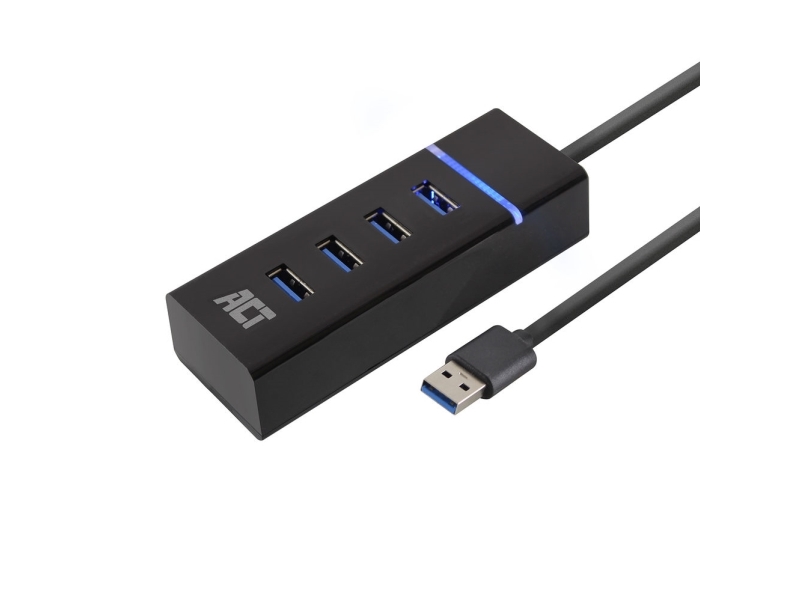 Act Ac6300 Grensesnitthub Usb 3.2 Gen 1  3.1 Gen 1  Type A 5000 Mbit S Svart  Ac6300  fra Act