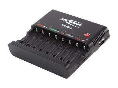 Ansmann Powerline 8   Batterilader   Strømadapter   8 X Batterier Lader  Usb  fra Ansmann-energy