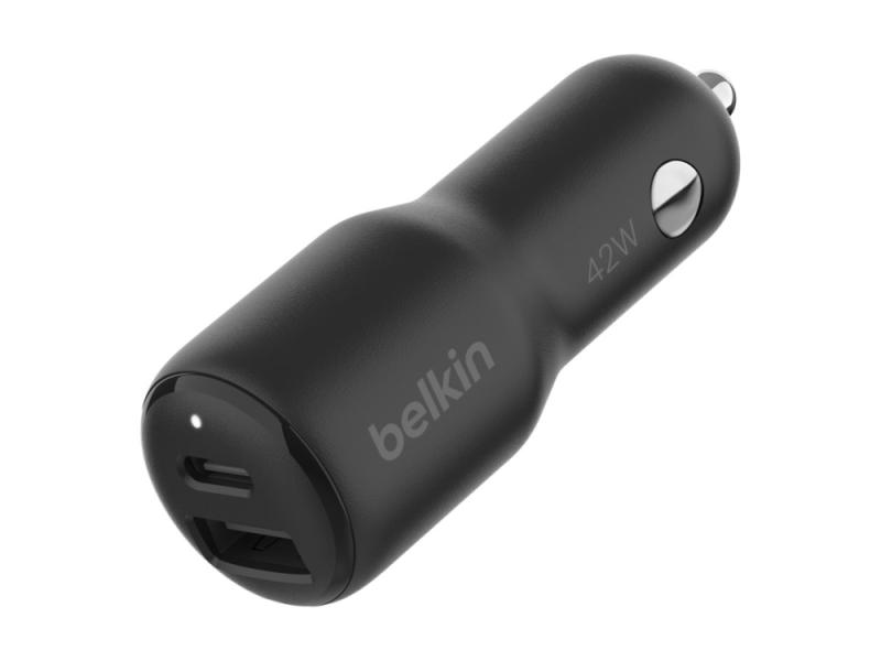 Belkin Boostcharge   Bilstrømadapter   42 Watt   Pd 3.0  Fast Charge   2 Utgangskontakter  Usb  24 Pin Usb C  fra Belkin Components