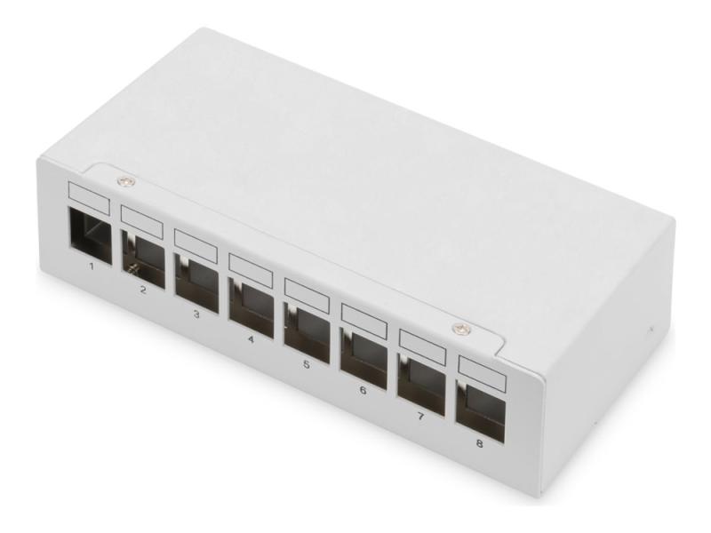 Digitus   Koblingspanel   Modular   Veggmonterbar  Bordtopp   Skjermet   Rj 45 X 8   Lysegrå  Ral 7035   1u   10" fra Digitus