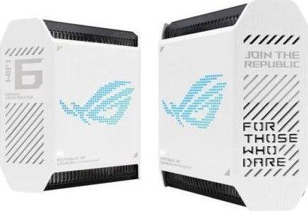 Asus Rog Rapture Gt6  W 2 Pk  Hvit  Innvendig Lys  Mesh Ruter  Kraft Indikator  538 8 M²  Tri Band  2.4 Ghz   5 Ghz   5 Ghz  fra Asus