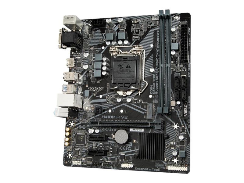 Gigabyte H410m H V2   1.0   Hovedkort   Micro Atx   Lga1200 Sokkel   H410 Chipset   Usb 3.2 Gen 1   Gigabit Lan   Innbygd Grafikk  Cpu Kreves    Hd L fra Gigabyte Technology
