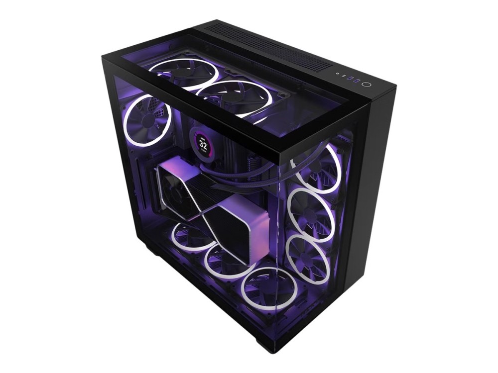 Nzxt H Series H9 Elite   Mid Tower   Atx   Sidepanel Med Vindu  Herdet Glass    Ingen Strømforsyning   Matt Svart   Usb Lyd fra Nzxt