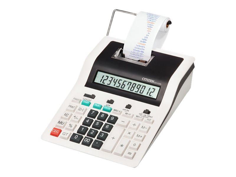 Citizen Designline Cx 123n   Utskriftskalkulator   Lcd   12 Sifre   Ac Adapter   Svart  Hvit fra Citizen