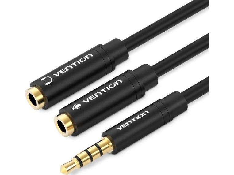 3.5mm  Male  To 2x3.5mm  Female  Stereo Splitter Vention Bbvby 30cm  Black  fra Usorteret
