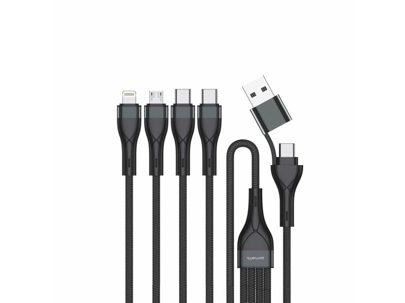4smarts 541023  1 2 M  Usb A Usb C  Usb C Micro Usb A Lightning  Svart fra 4smarts